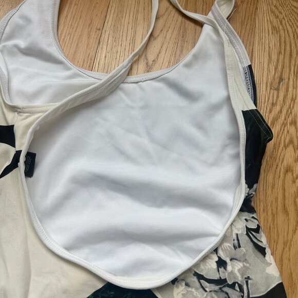 Proenza Schouler Swim One Piece Halter Swimsuit White Floral Print Sz Small - Picture 6 of 6